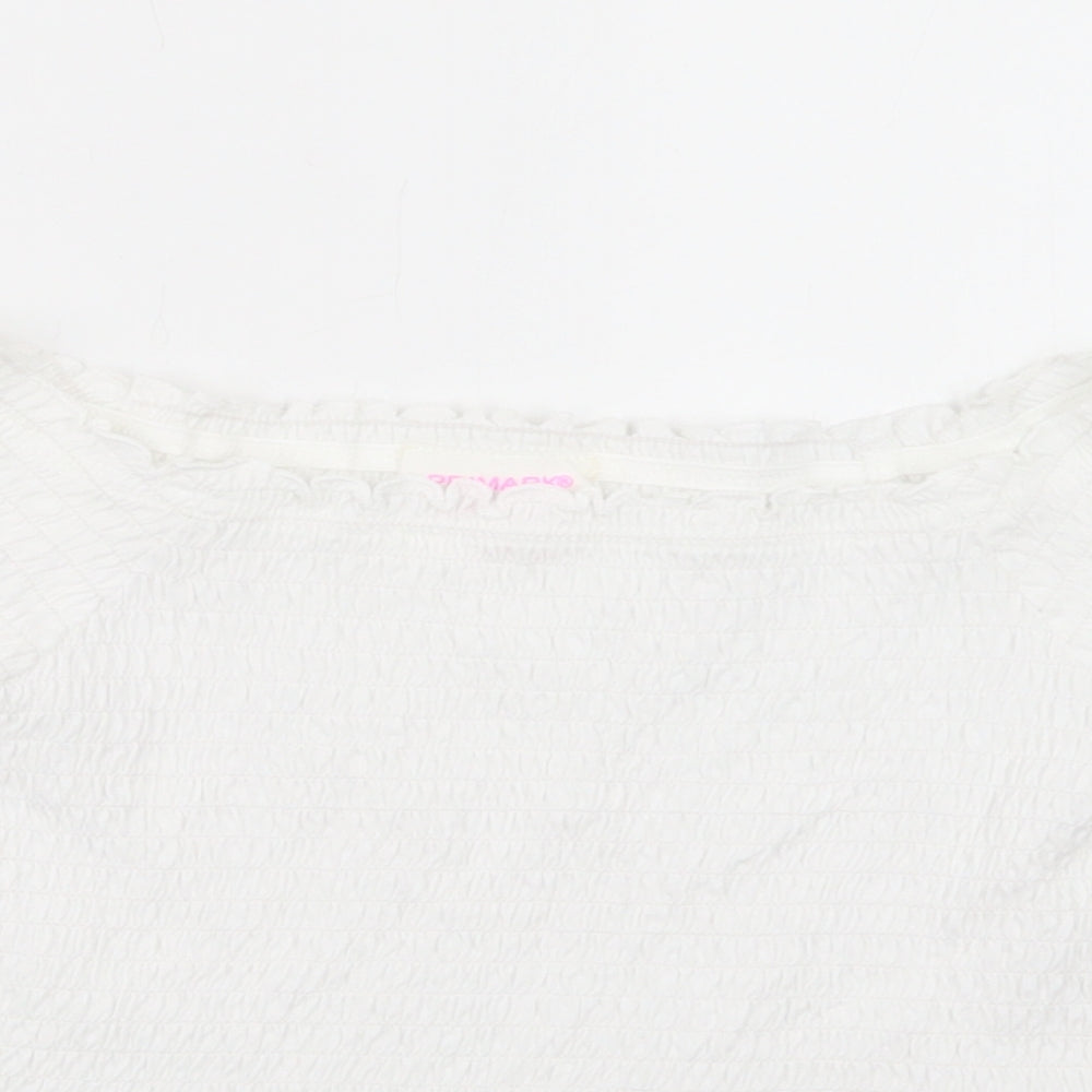 Primark Girls White  Cotton Pullover Blouse Size 11-12 Years Off the Shoulder Pullover