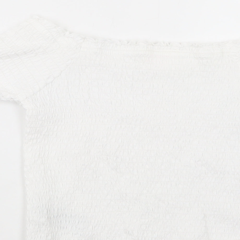 Primark Girls White  Cotton Pullover Blouse Size 11-12 Years Off the Shoulder Pullover