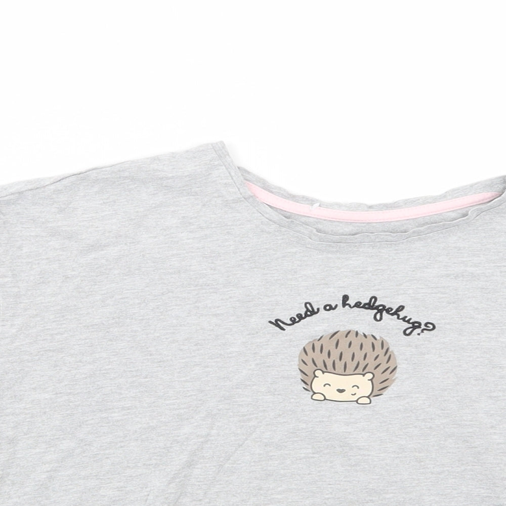 New Look Womens Grey  Cotton Cropped T-Shirt Size S Crew Neck - Hedgehugs