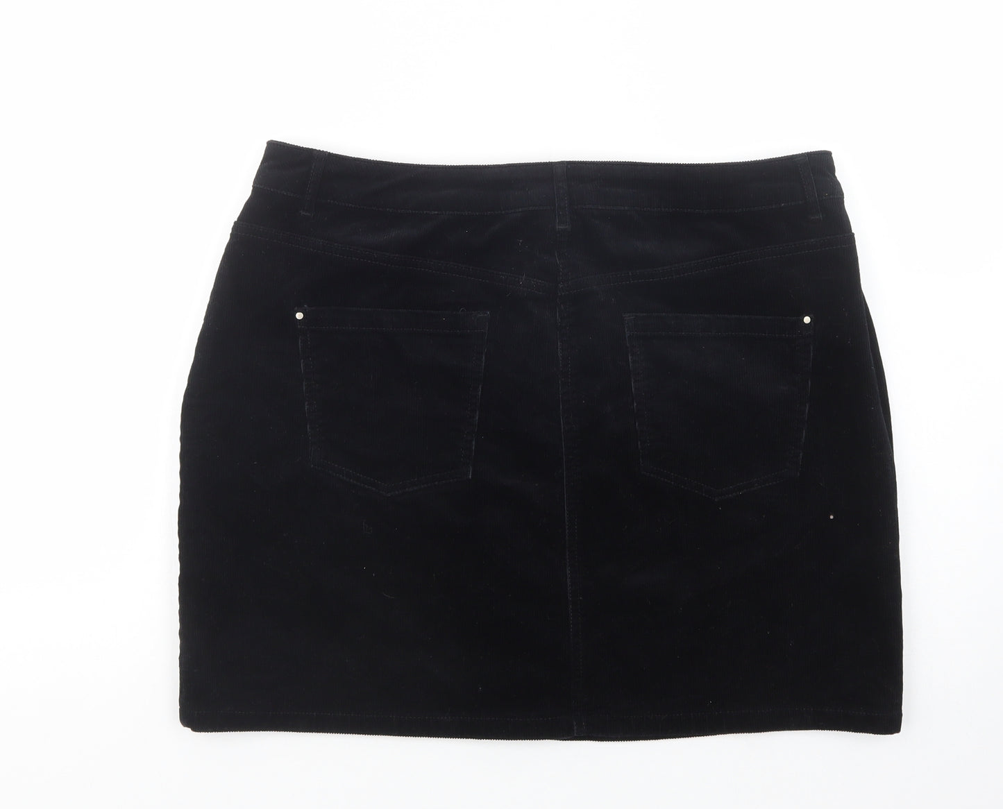 Dorothy Perkins Womens Black  Cotton Mini Skirt Size 16   Button