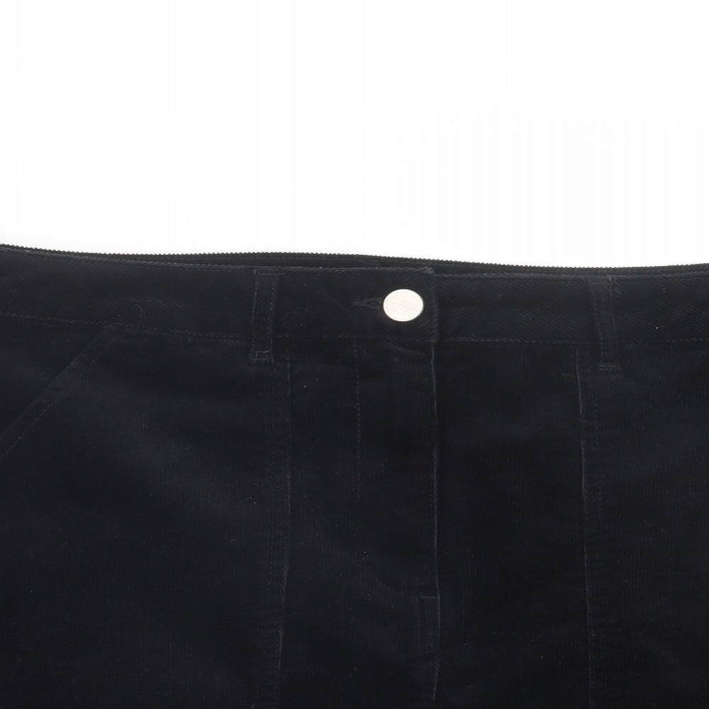 Dorothy Perkins Womens Black  Cotton Mini Skirt Size 16   Button