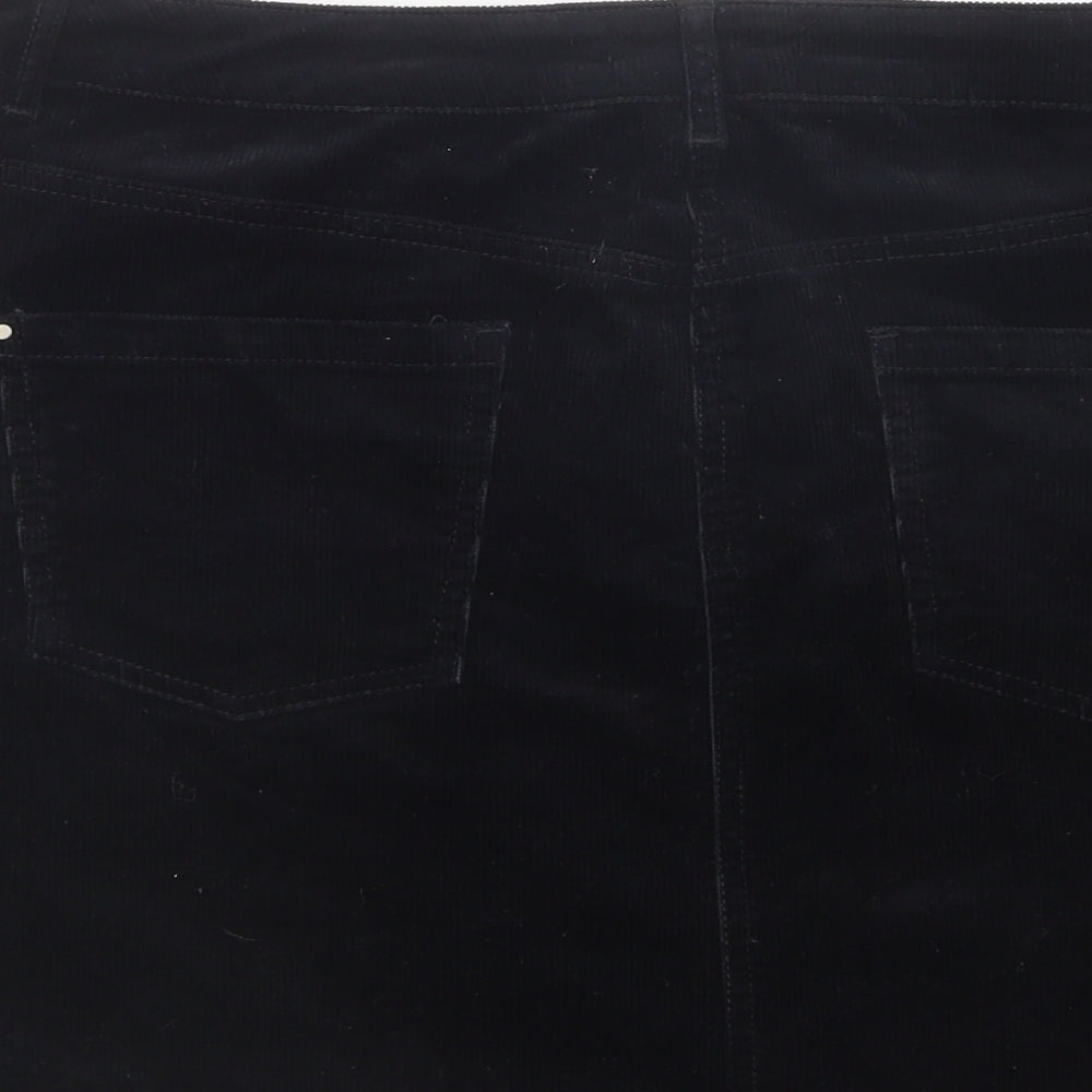 Dorothy Perkins Womens Black  Cotton Mini Skirt Size 16   Button