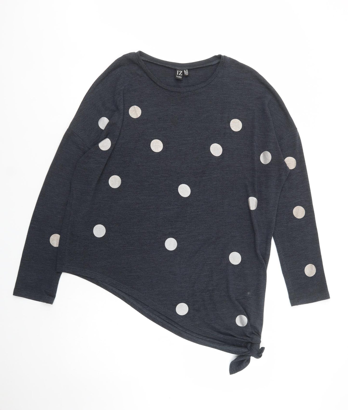 Izabel London  Womens Blue Boat Neck Polka Dot Viscose Pullover Jumper Size 16