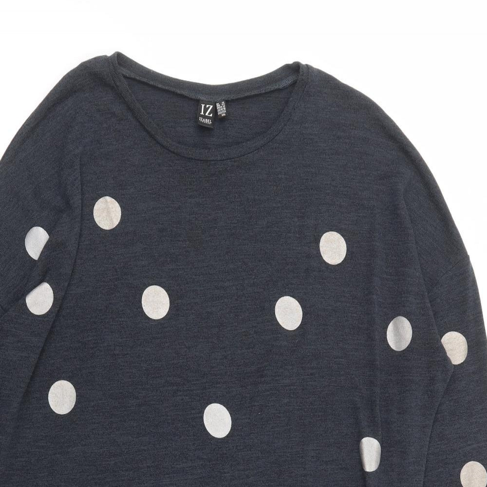 Izabel London  Womens Blue Boat Neck Polka Dot Viscose Pullover Jumper Size 16