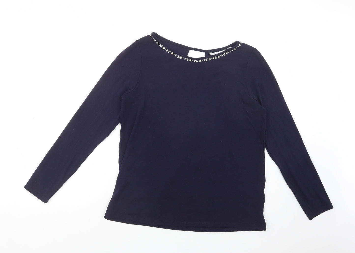 NEXT Womens Blue  Polyester Basic Blouse Size 14 Boat Neck - Embellished Neckline