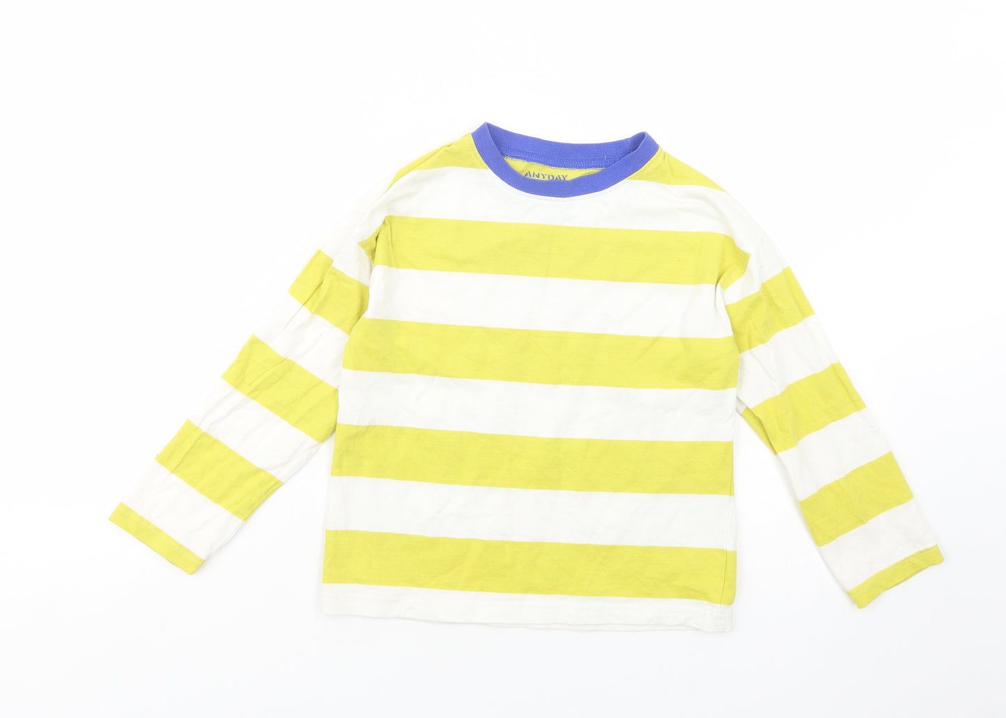 John Lewis Boys Yellow Striped Cotton Pullover T-Shirt Size 7 Years Crew Neck Pullover