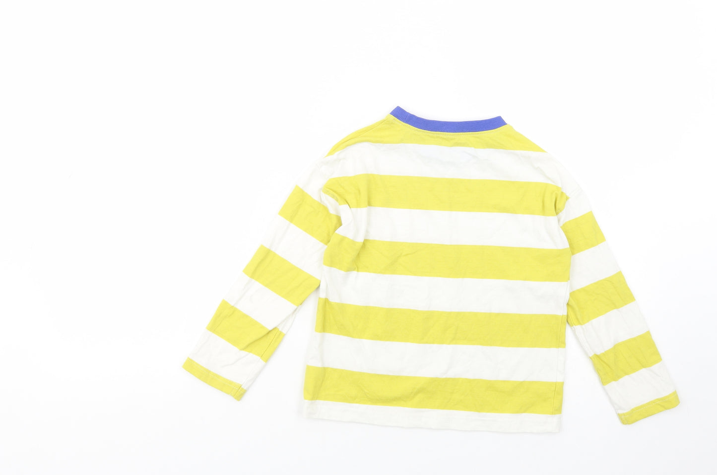 John Lewis Boys Yellow Striped Cotton Pullover T-Shirt Size 7 Years Crew Neck Pullover