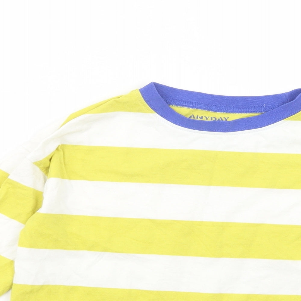 John Lewis Boys Yellow Striped Cotton Pullover T-Shirt Size 7 Years Crew Neck Pullover