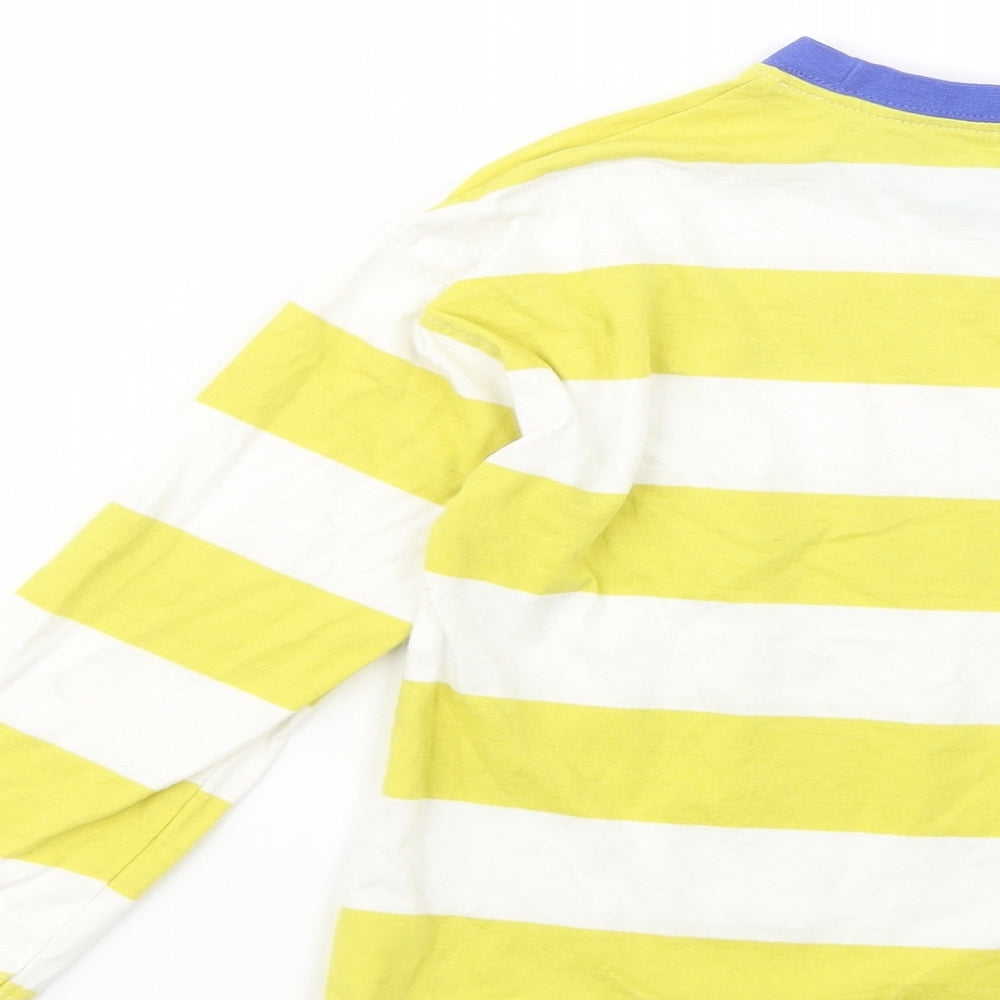 John Lewis Boys Yellow Striped Cotton Pullover T-Shirt Size 7 Years Crew Neck Pullover