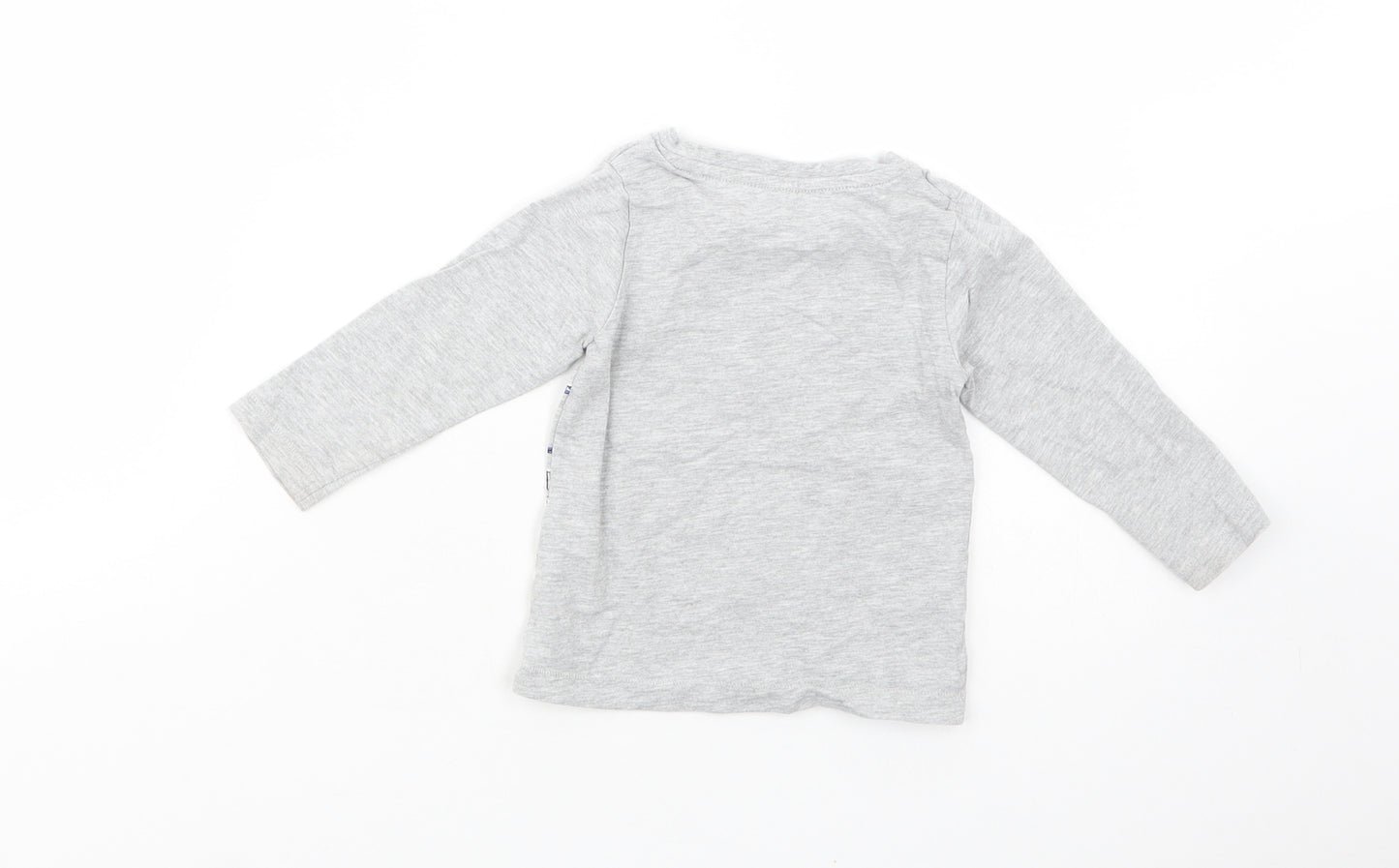 Marks and Spencer Baby Grey  Cotton Pullover T-Shirt Size 9-12 Months Crew Neck Pullover - London