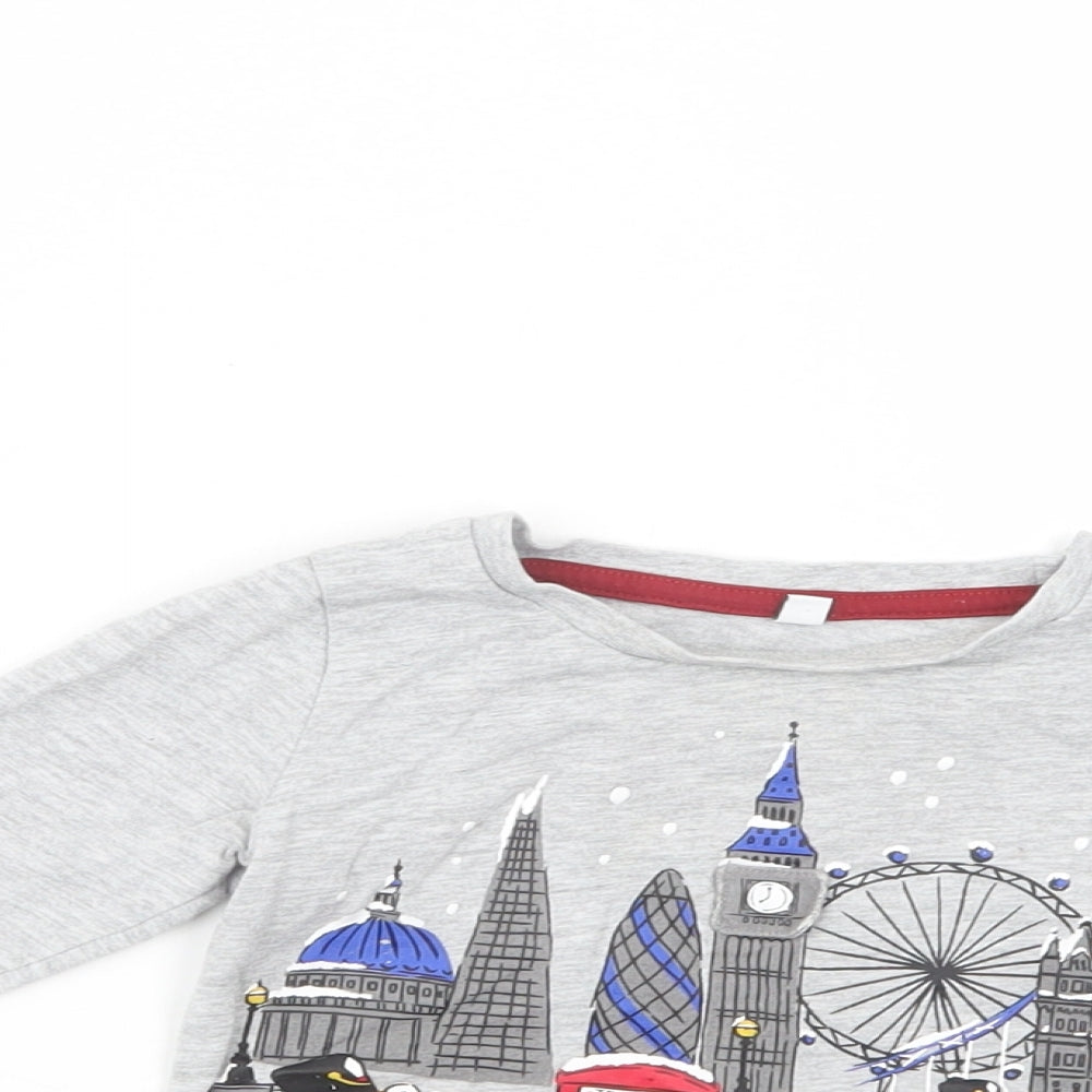 Marks and Spencer Baby Grey  Cotton Pullover T-Shirt Size 9-12 Months Crew Neck Pullover - London
