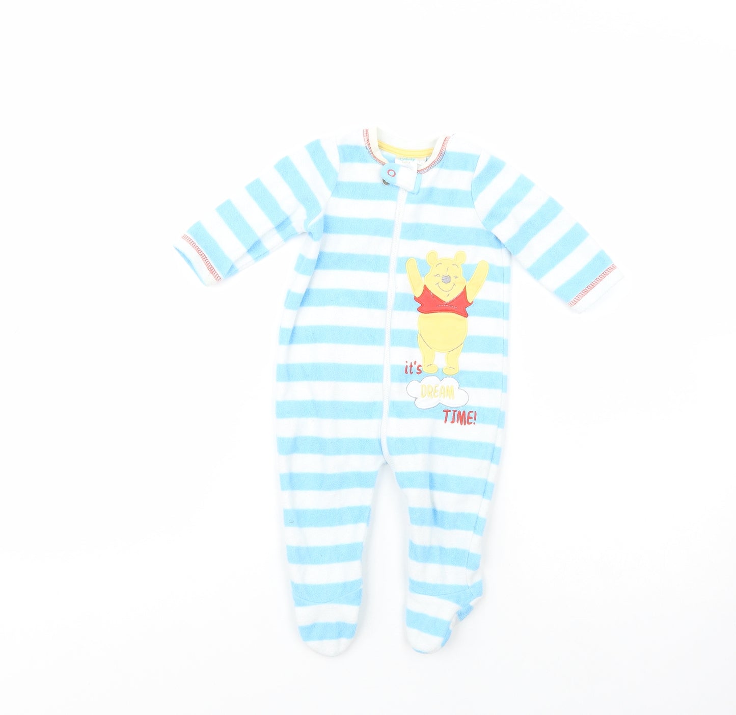 Disney Baby Baby Blue Striped Polyester Babygrow One-Piece Size 3-6 Months  Zip - Winnie the Pooh