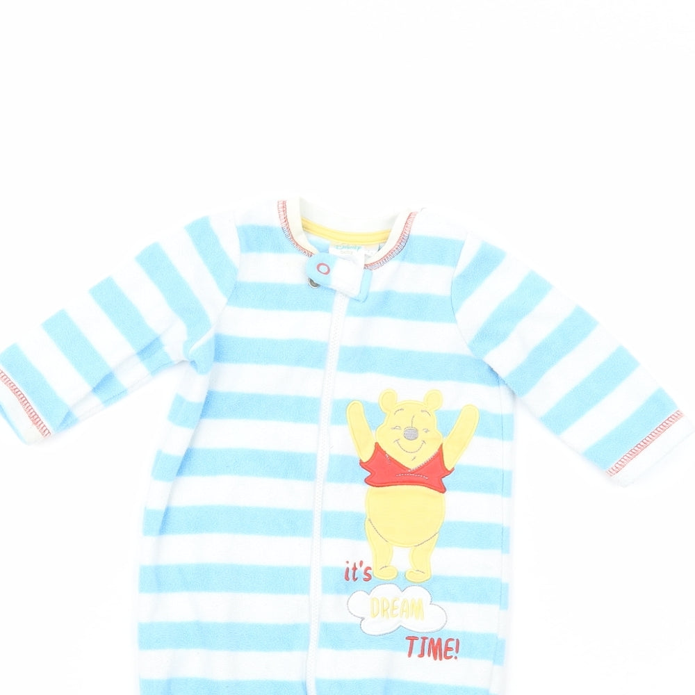 Disney Baby Baby Blue Striped Polyester Babygrow One-Piece Size 3-6 Months  Zip - Winnie the Pooh