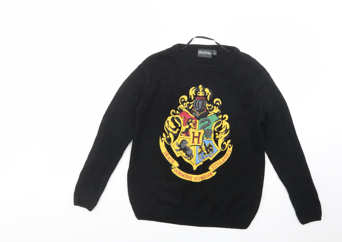 Primark Womens Black Crew Neck  Acrylic Pullover Jumper Size S   - Harry Potter