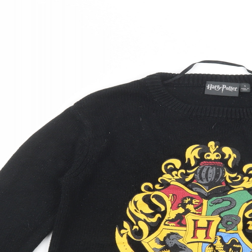 Primark Womens Black Crew Neck  Acrylic Pullover Jumper Size S   - Harry Potter