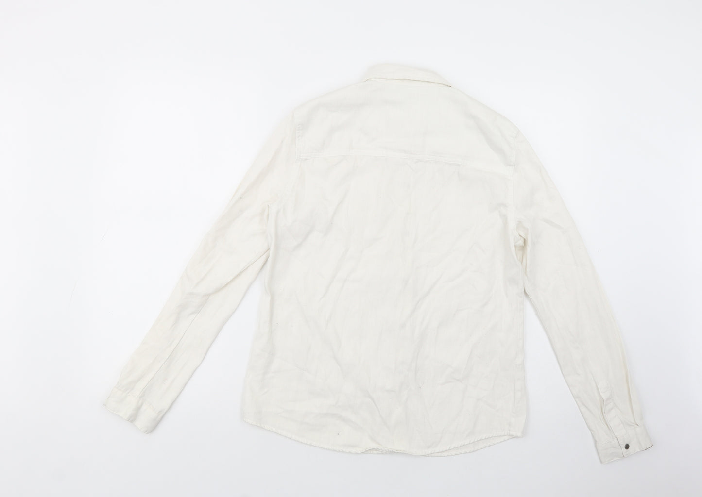 Noisy may Womens Ivory  Cotton Basic Button-Up Size M Collared