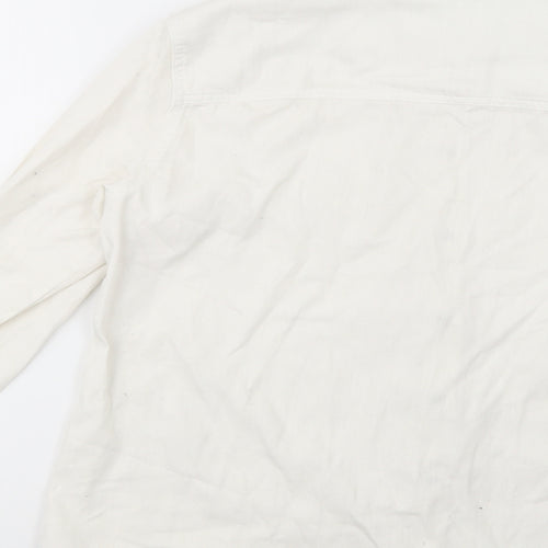 Noisy may Womens Ivory  Cotton Basic Button-Up Size M Collared