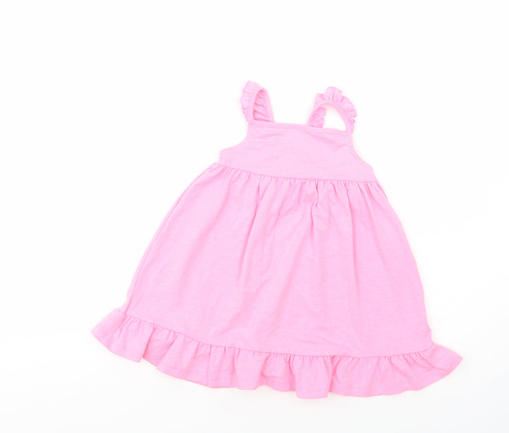 F&F Baby Pink Polyester Tank Dress Size 18 Months Square Neck Pullover