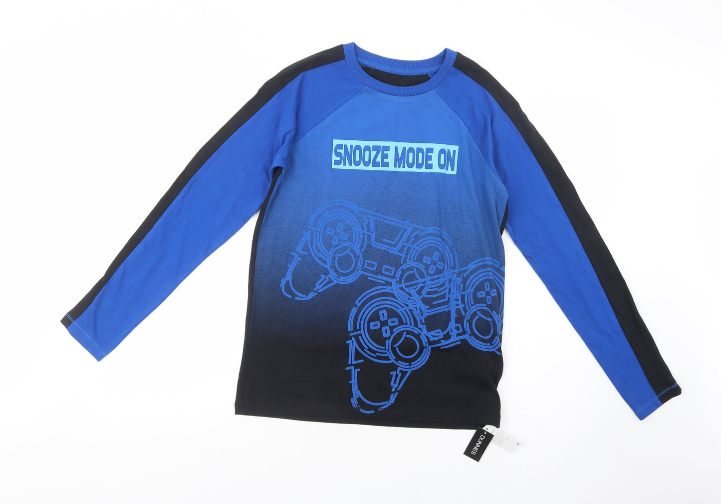 Dunnes Stores Boys Blue  Cotton Pullover T-Shirt Size 13-14 Years Crew Neck Pullover - Game Console