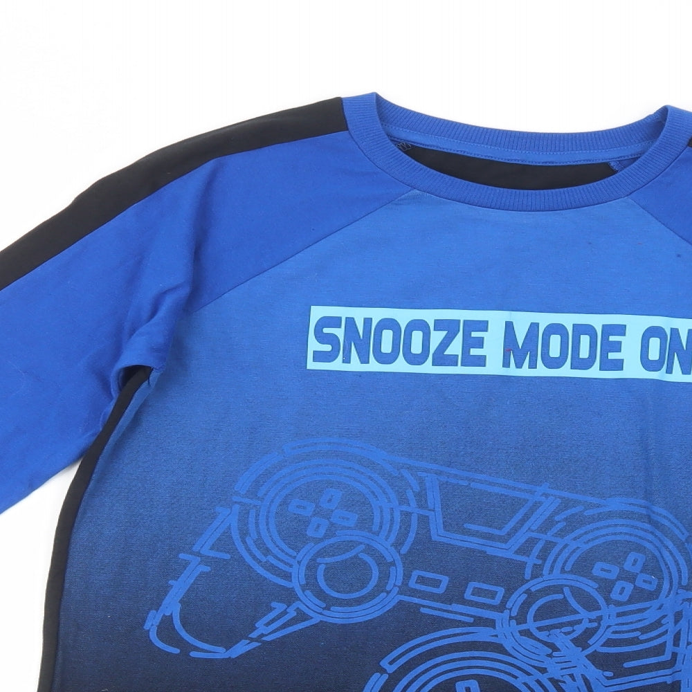 Dunnes Stores Boys Blue  Cotton Pullover T-Shirt Size 13-14 Years Crew Neck Pullover - Game Console