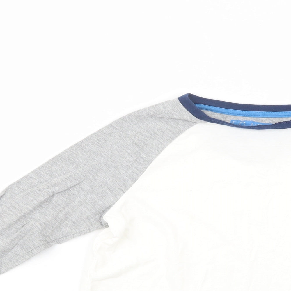 Marks and Spencer Boys White Colourblock Cotton Pullover T-Shirt Size 7-8 Years Crew Neck Pullover