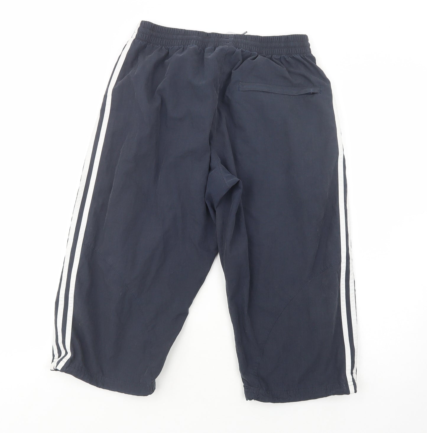 adidas Mens Blue  Polyester Cropped Trousers Size S L20 in Regular Drawstring
