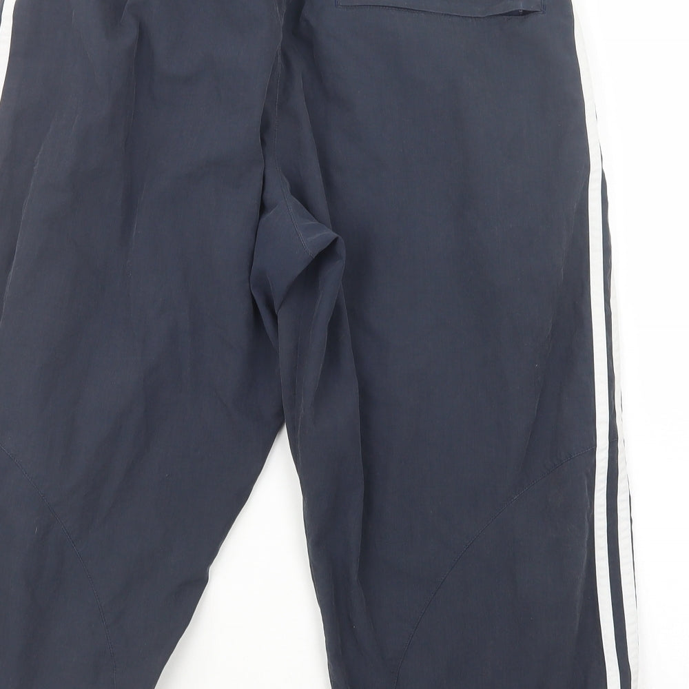 adidas Mens Blue  Polyester Cropped Trousers Size S L20 in Regular Drawstring