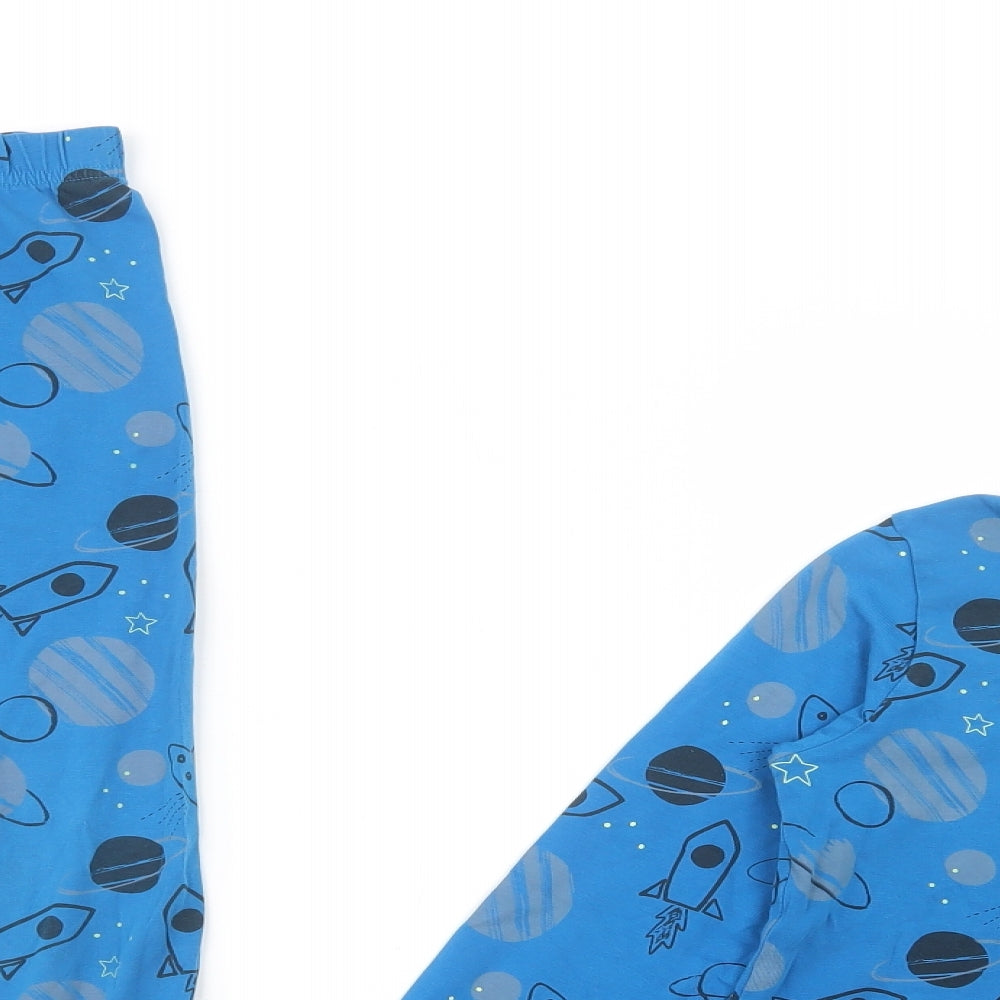 Marks and Spencer Boys Blue Geometric Cotton  Pyjama Set Size 8-9 Years  Pullover - Planets & Rockets