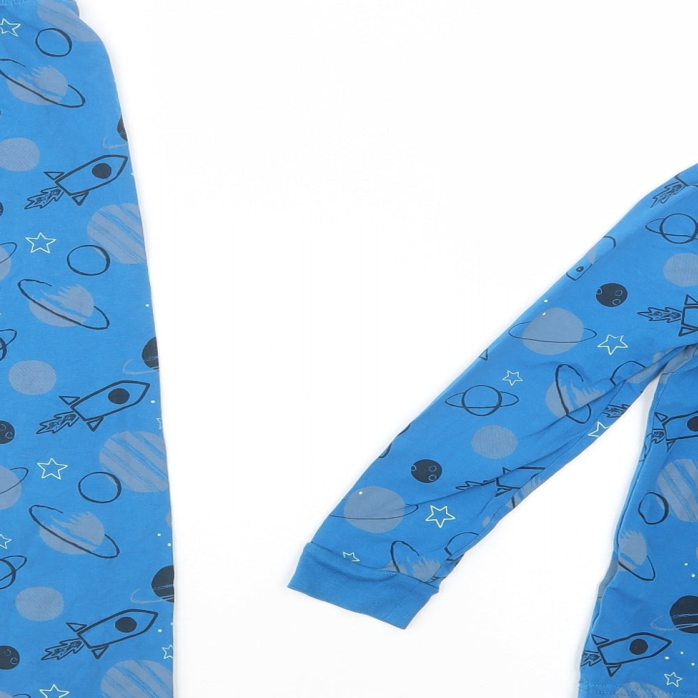 Marks and Spencer Boys Blue Geometric Cotton  Pyjama Set Size 8-9 Years  Pullover - Planets & Rockets