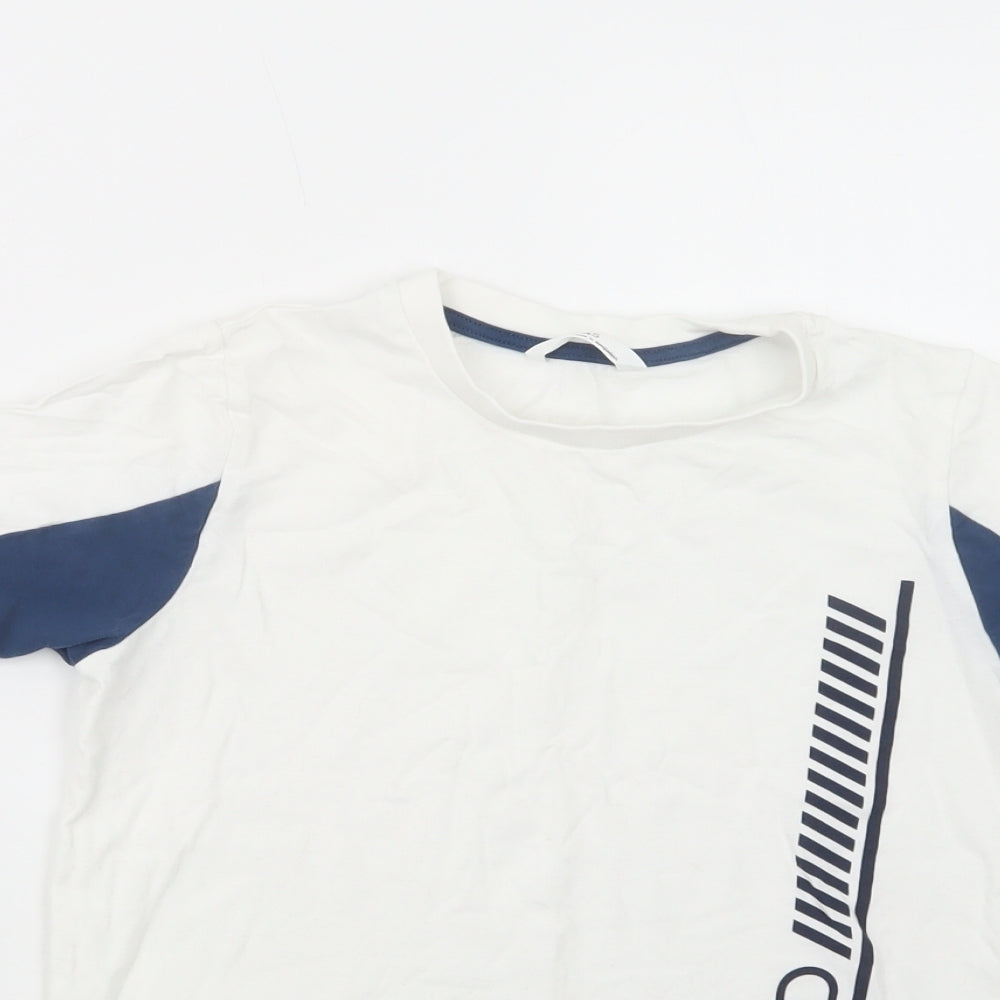 Marks and Spencer Boys White  Cotton Basic T-Shirt Size 10-11 Years Crew Neck Pullover