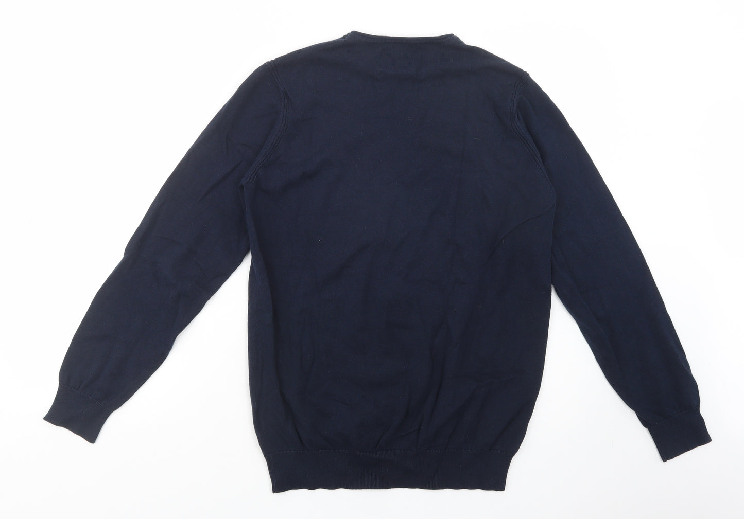 Indicode Mens Blue Crew Neck  Cotton Pullover Jumper Size M