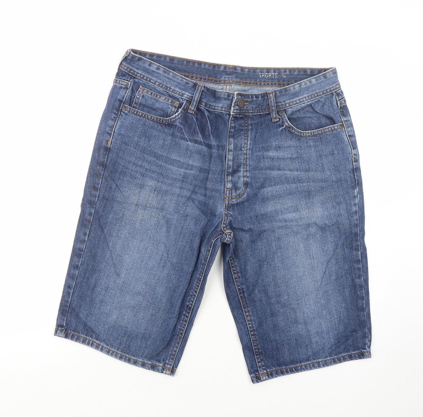 F&F Mens Blue  Cotton Chino Shorts Size 36 in L12 in Regular Button