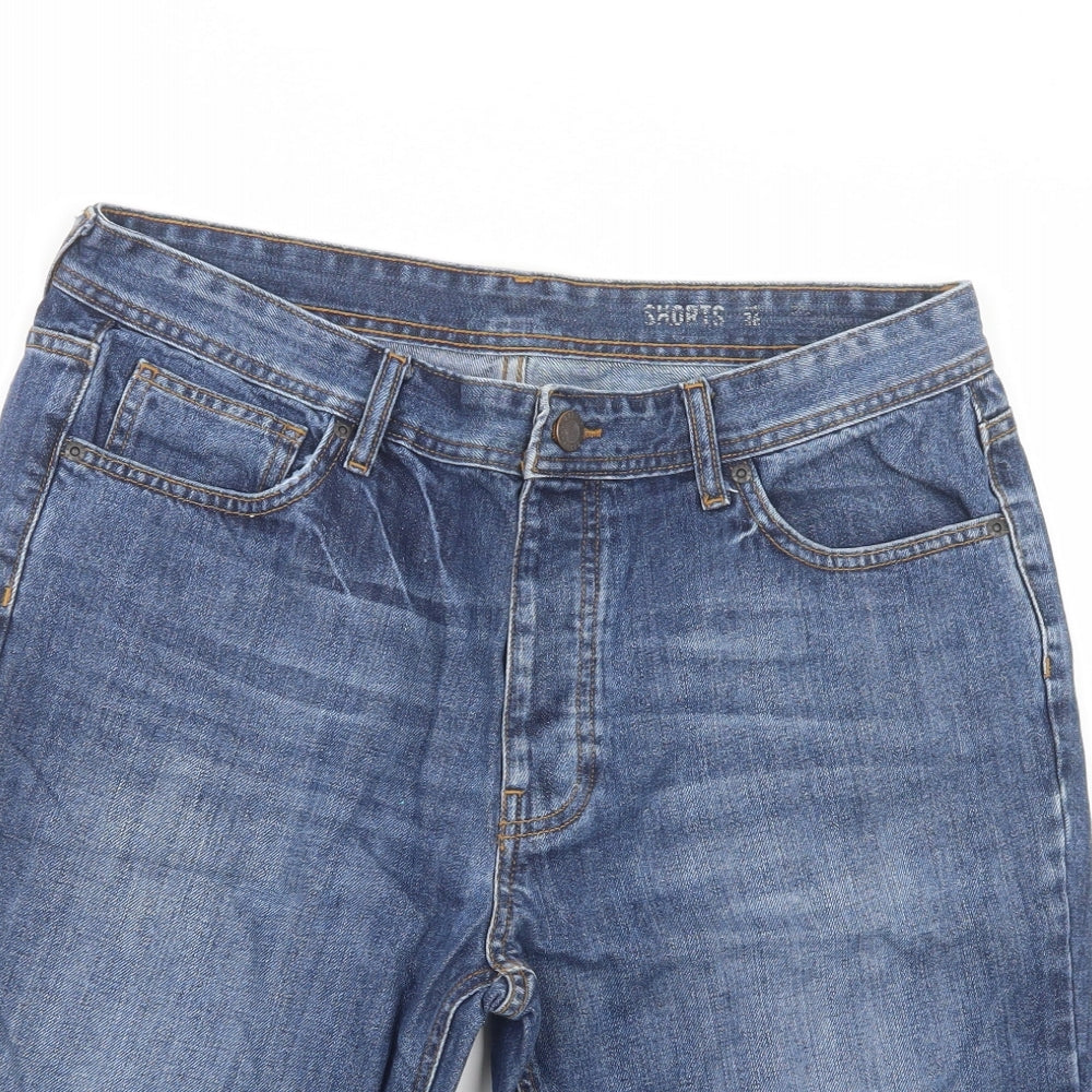 F&F Mens Blue  Cotton Chino Shorts Size 36 in L12 in Regular Button