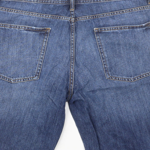 F&F Mens Blue  Cotton Chino Shorts Size 36 in L12 in Regular Button