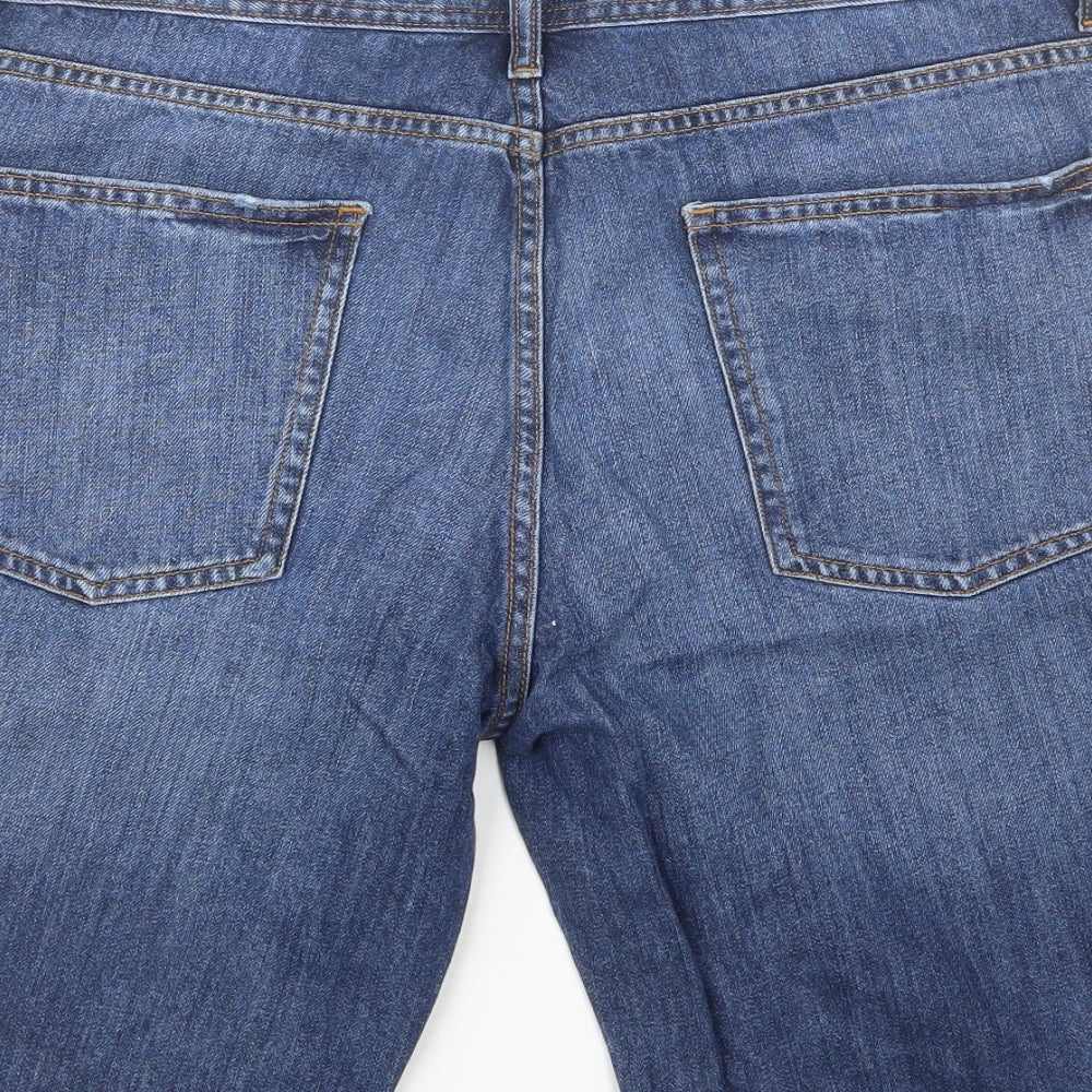 F&F Mens Blue  Cotton Chino Shorts Size 36 in L12 in Regular Button