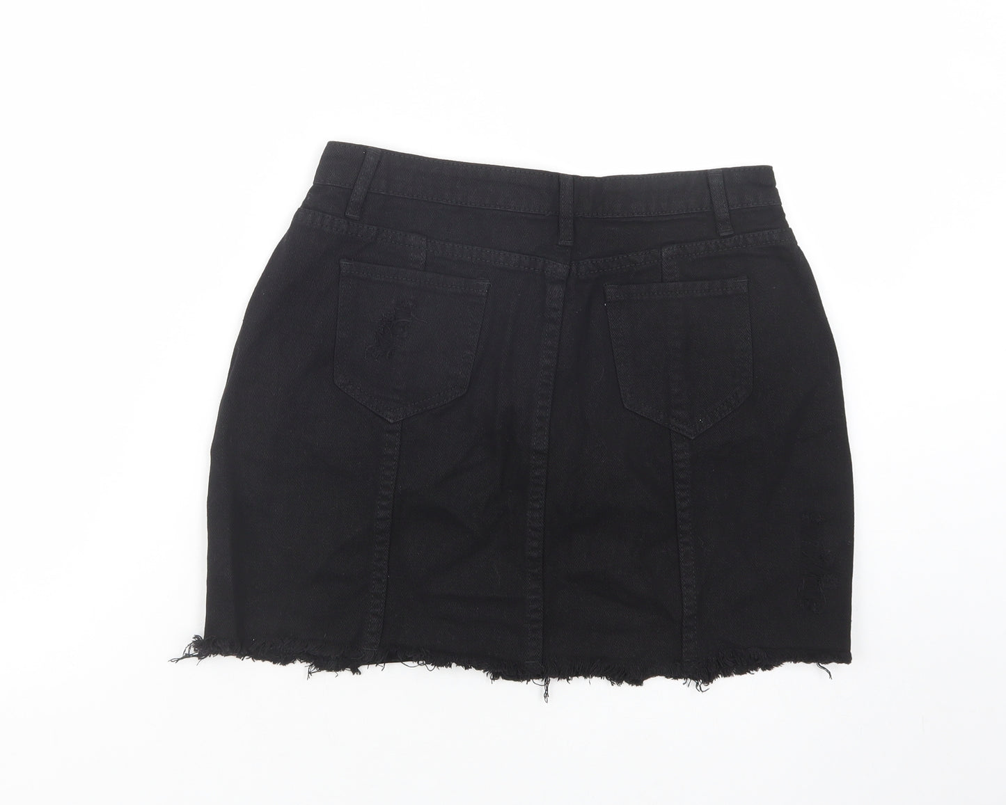 SheInm Womens Black  Cotton Mini Skirt Size M   Button
