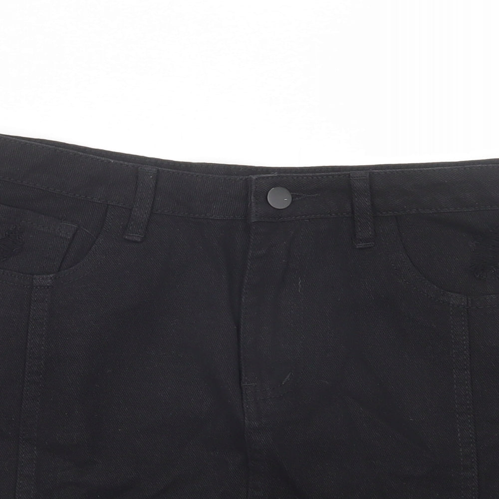 SheInm Womens Black  Cotton Mini Skirt Size M   Button