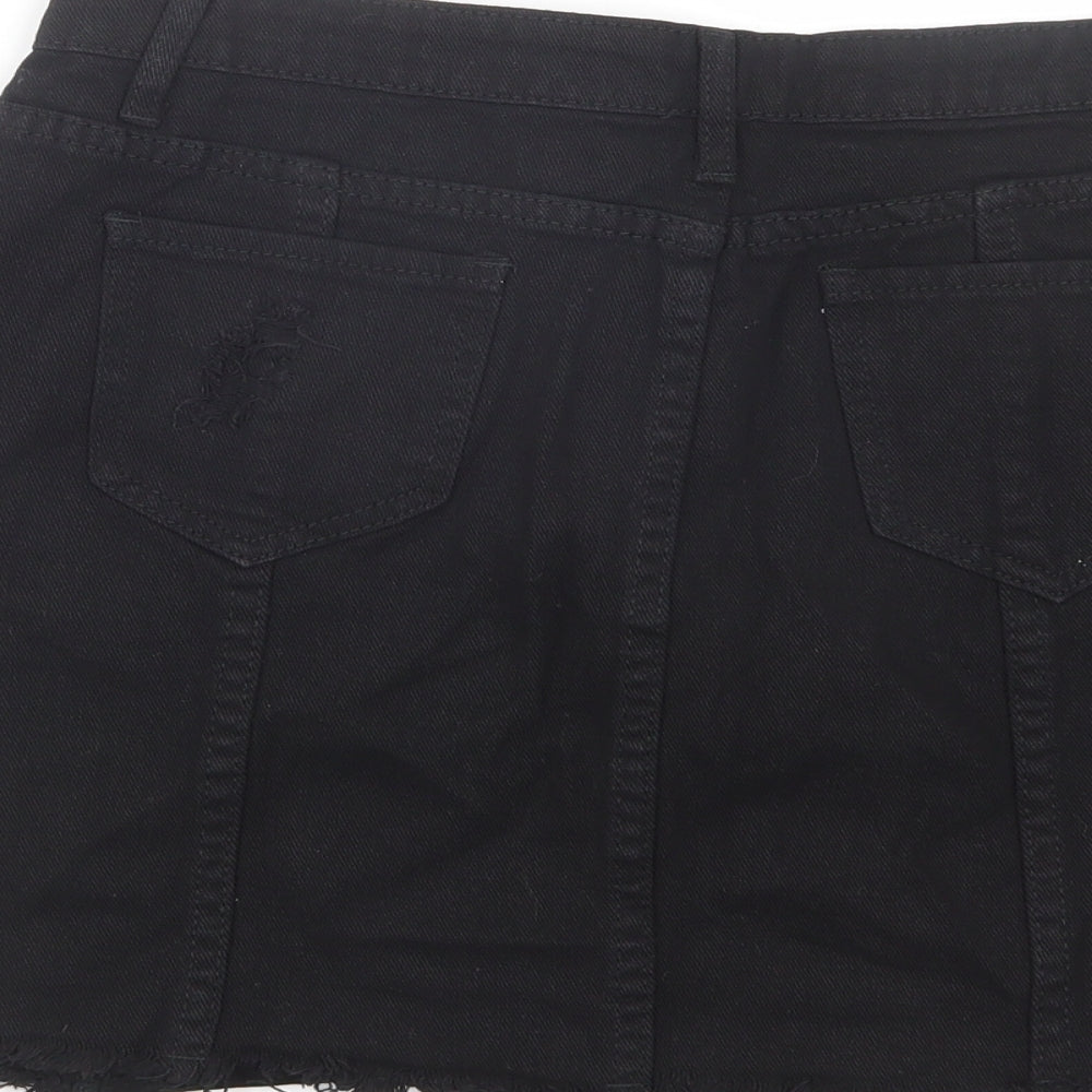 SheInm Womens Black  Cotton Mini Skirt Size M   Button