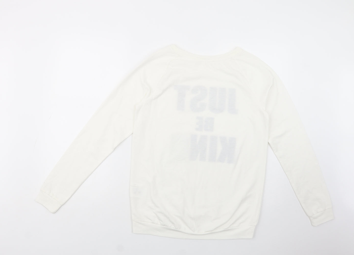 H&M Girls White  Polyester Pullover T-Shirt Size 14-15 Years Crew Neck Pullover - Just Be Kind