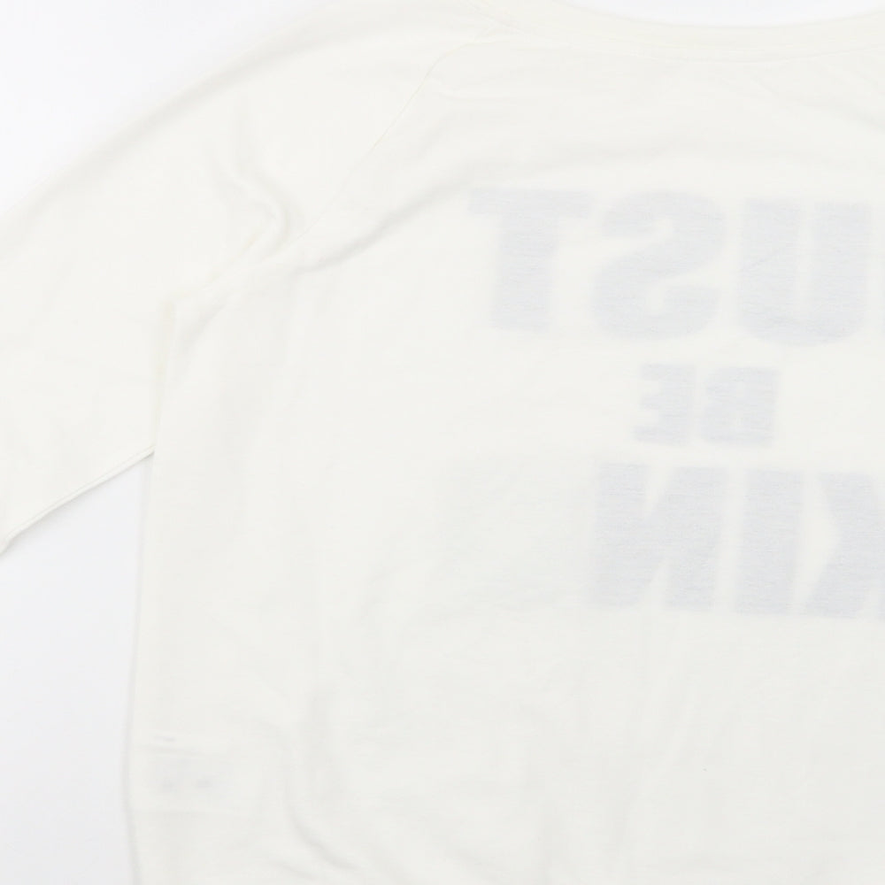 H&M Girls White  Polyester Pullover T-Shirt Size 14-15 Years Crew Neck Pullover - Just Be Kind