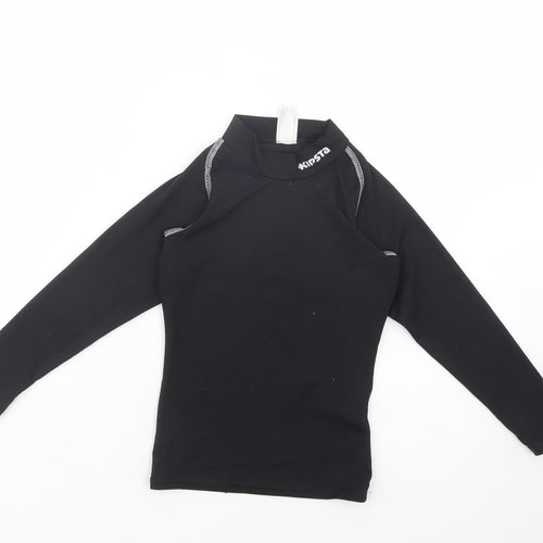 DECATHLON Boys Black  Polyester Kimono T-Shirt Size 6 Years Mock Neck Pullover