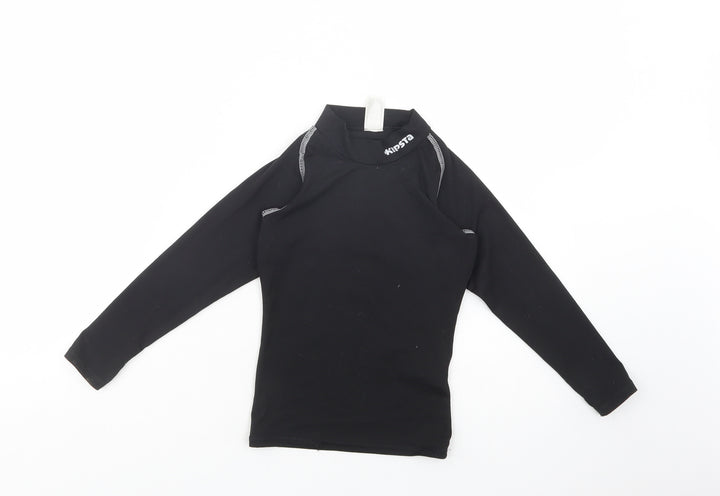 DECATHLON Boys Black Polyester Kimono T-Shirt Size 6 Years Mock Neck Pullover