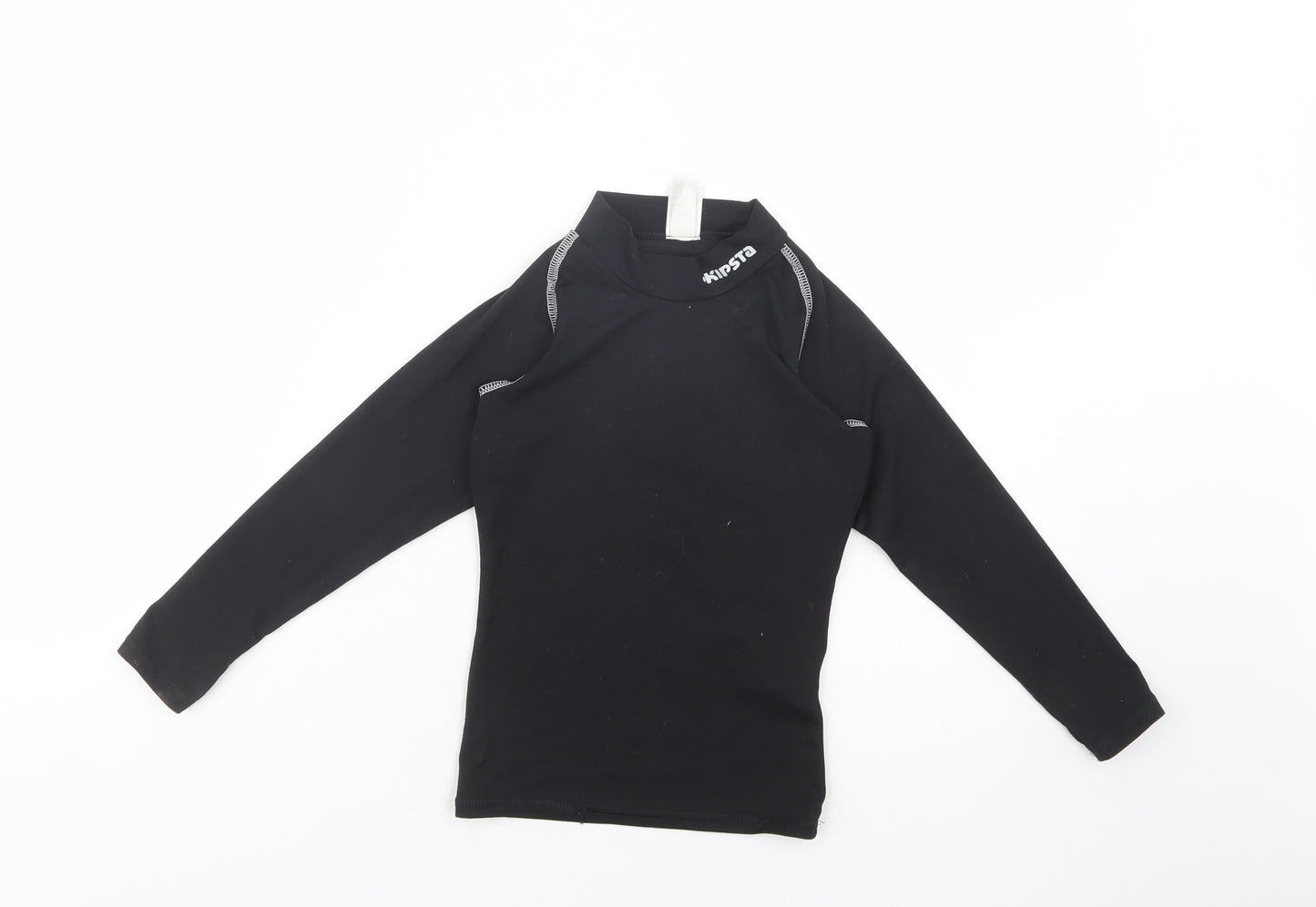 DECATHLON Boys Black  Polyester Kimono T-Shirt Size 6 Years Mock Neck Pullover
