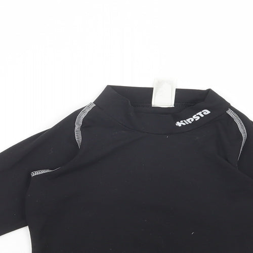 DECATHLON Boys Black  Polyester Kimono T-Shirt Size 6 Years Mock Neck Pullover