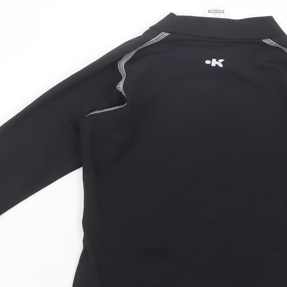 DECATHLON Boys Black  Polyester Kimono T-Shirt Size 6 Years Mock Neck Pullover
