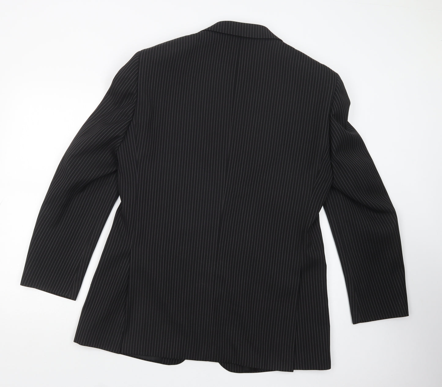 Milan Collection Mens Black Striped  Jacket Blazer Size 40  Button