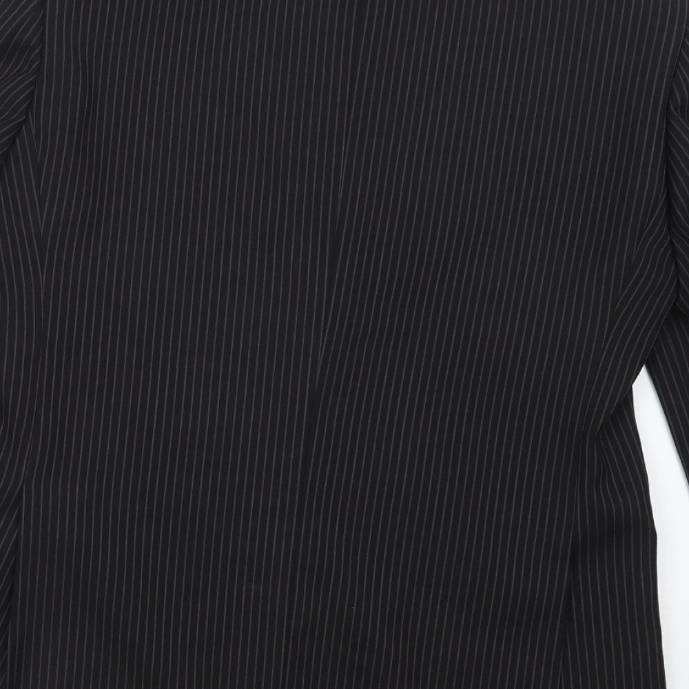 Milan Collection Mens Black Striped  Jacket Blazer Size 40  Button