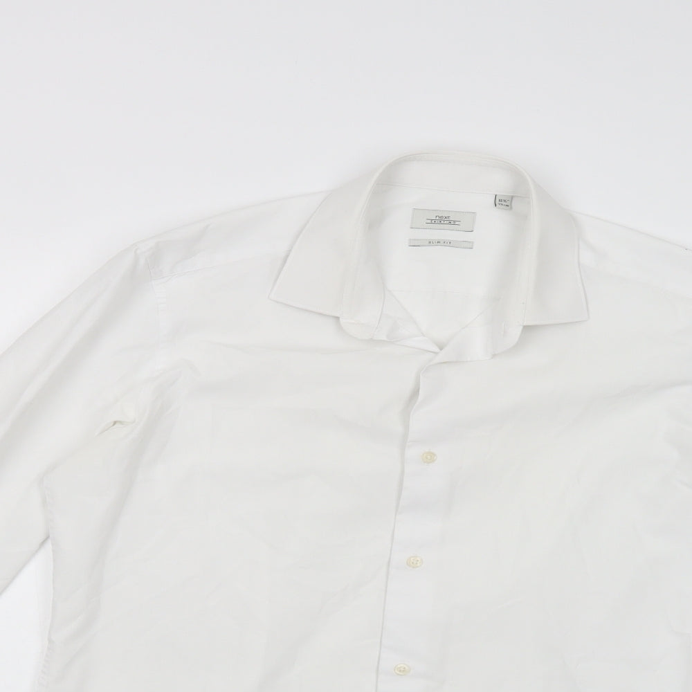 NEXT Mens White  Polyester  Dress Shirt Size 15.5 Collared Button