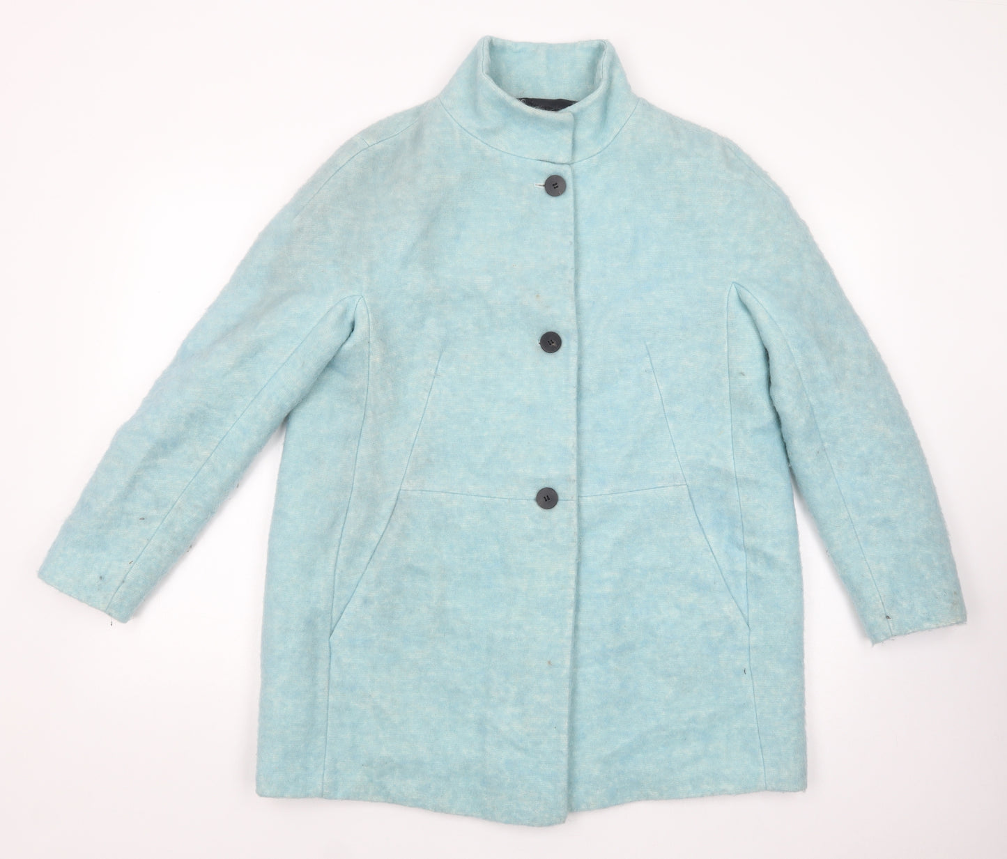 Zara Womens Blue   Pea Coat Coat Size M  Button