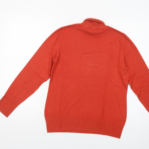 FRANK WALDER Womens Orange Roll Neck  Viscose Pullover Jumper Size 10